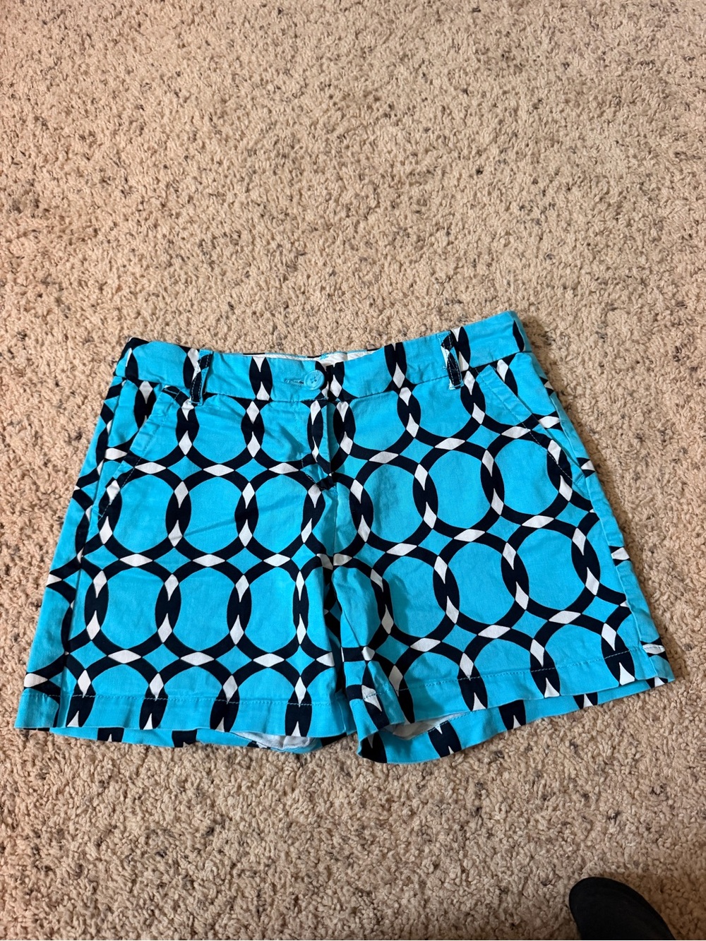 crown & ivy Turquoise Blue Geometric Print Women's Shorts